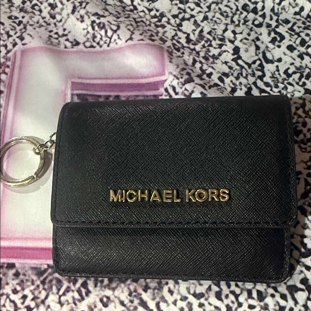 Michael Kors Black Card Holder with Gold Logo